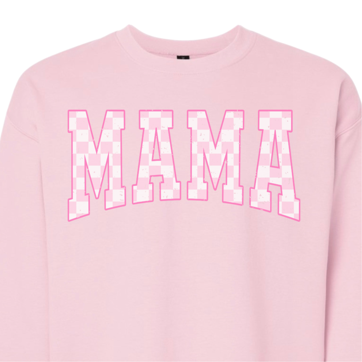 mama pink checkered sweatshirt