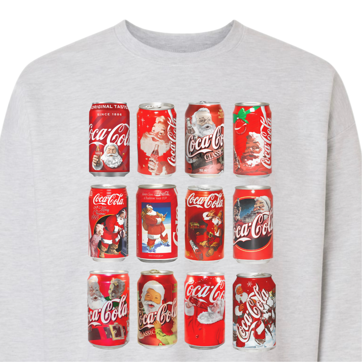 red christmas soda cans sweatshirt