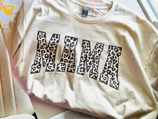 mama leopard print tee