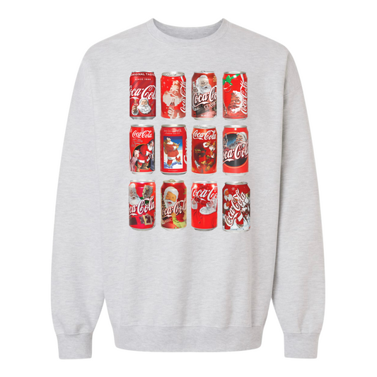 red christmas soda cans sweatshirt