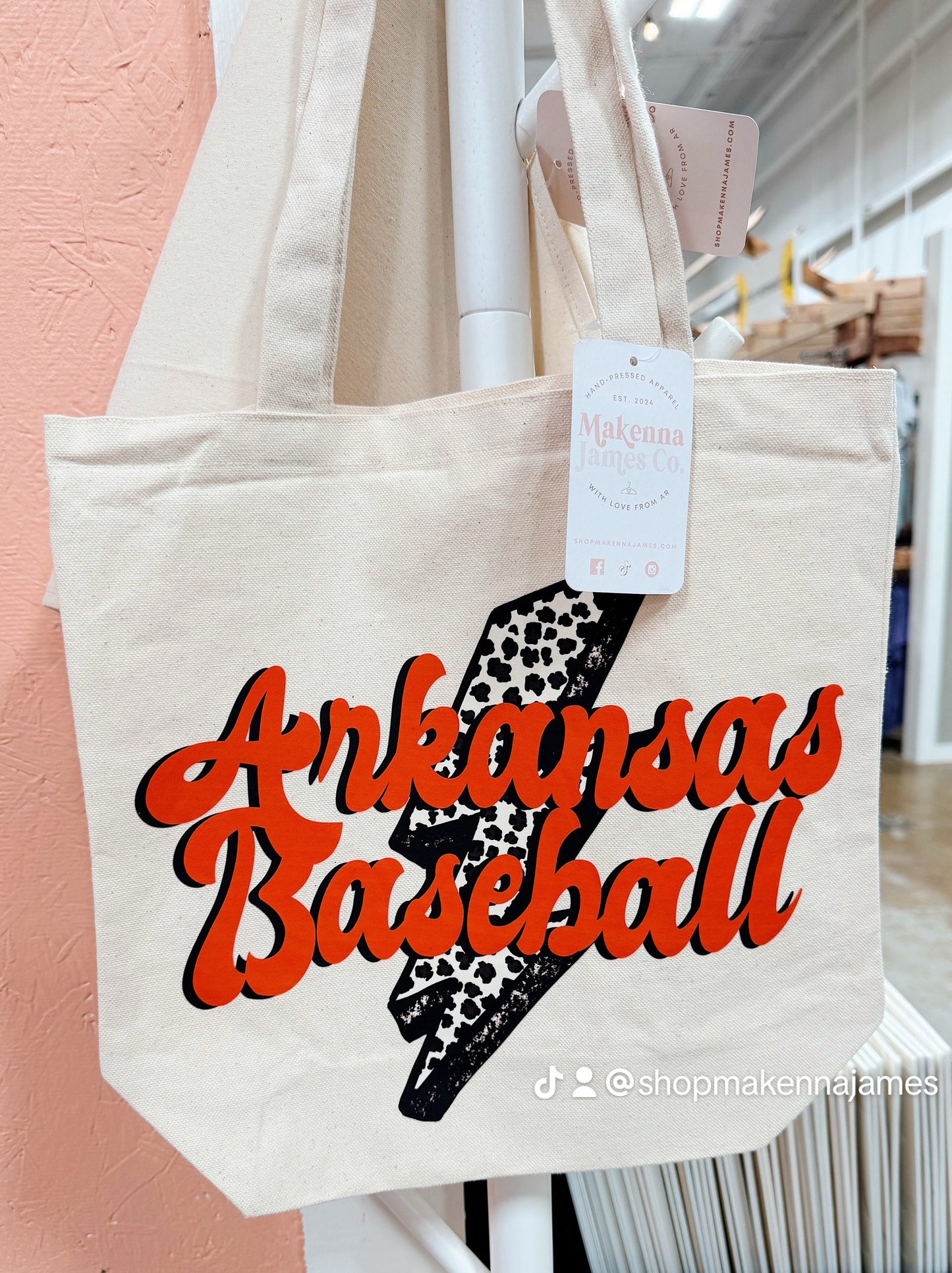 arkansas baseball tote bag